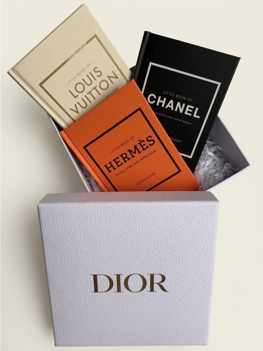 Little Book of Luxury 3-Book Set Chanel Hermès Louis Vuitton in Dior Box